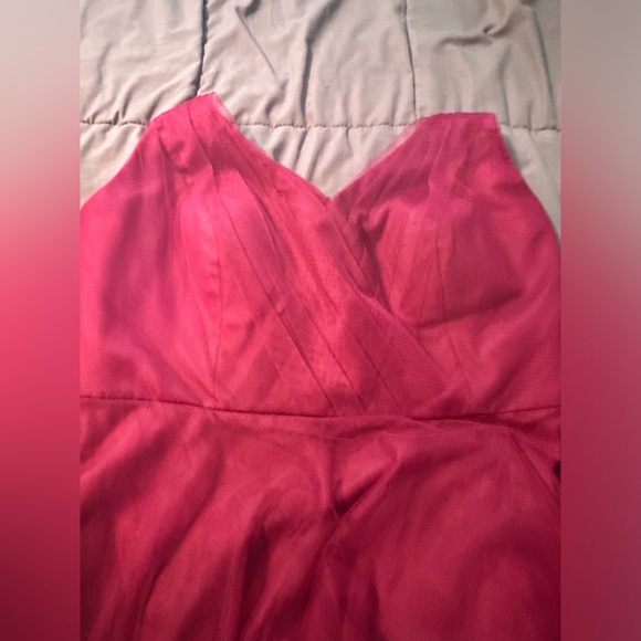 EUC Burgundy Tulle & Inside Lining Formal Dress Top Neck Tie Size 18 W - Picture 13 of 16